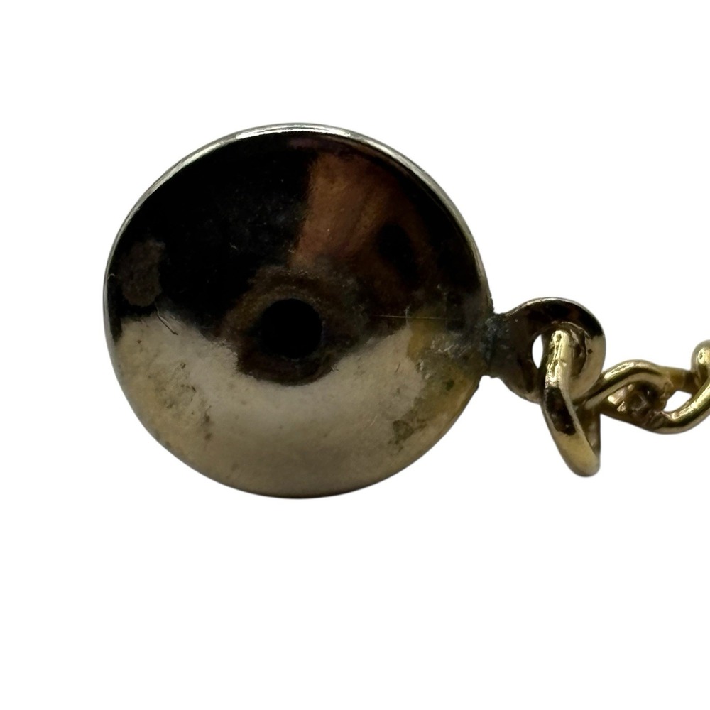 Carnelian Agate Tie Tack Vintage Pin Round W Chain Gold Tone Twisted Edges Stone - Picture 9 of 10